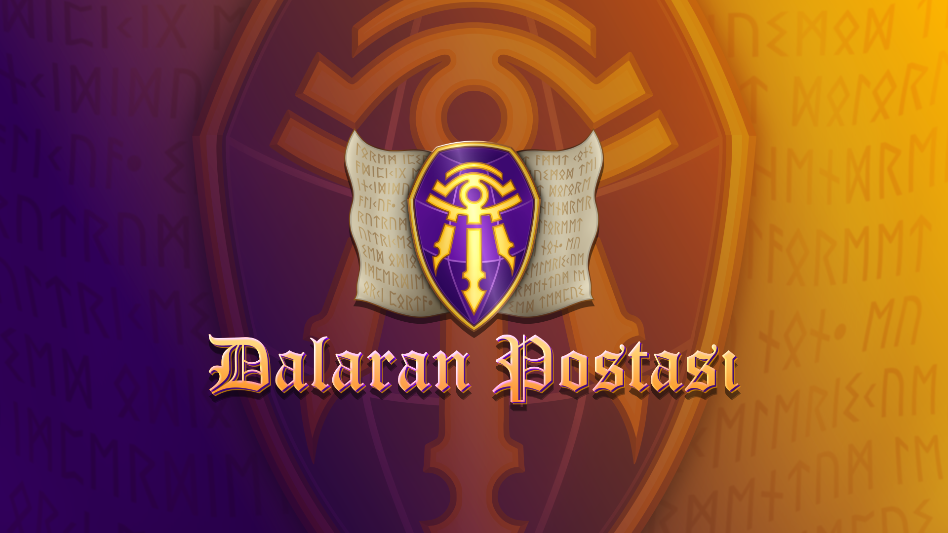 Mor ve altın tonlarında Dalaran Postası arması ve yazısı.