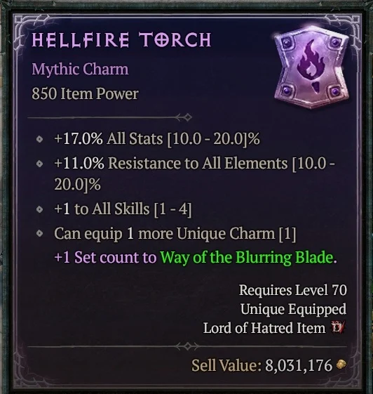 Diablo 4’te Hellfire Torch charm’ı