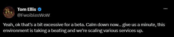 WoW Classic geliştiricisinin beta ile ilgili paylaşımı