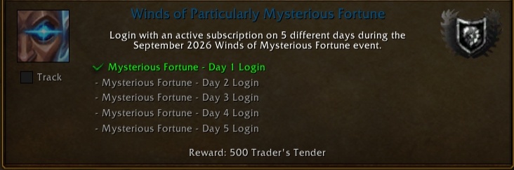 Winds of Mysterious Fortune etkinliğinden bir ekran görüntüsü