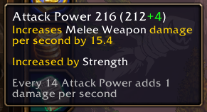 WoW Forever karakter panelinde Attack Power açıklaması